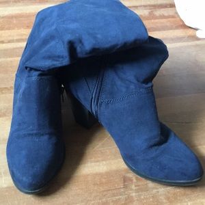 Suede Navy Slouchy Boots